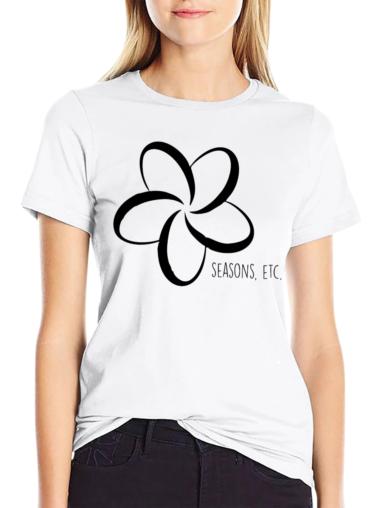 Seasons etc. Flower Graphic Black T-Shirt