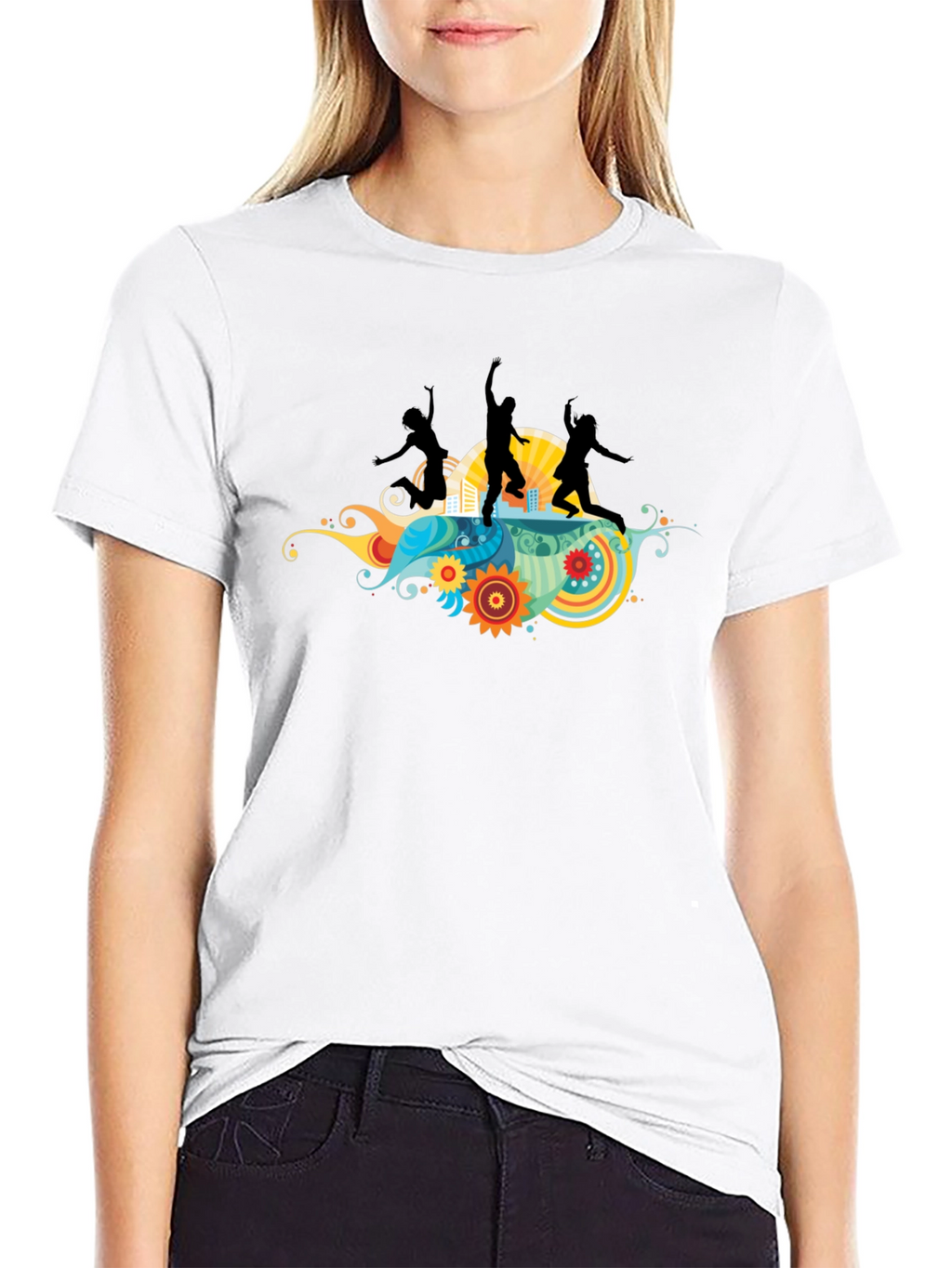 Funky Graphic Tee - Black Cotton T-Shirt