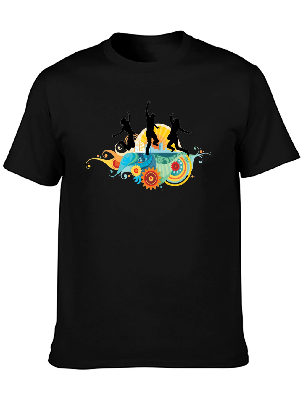 Funky Graphic Tee - Black Cotton T-Shirt