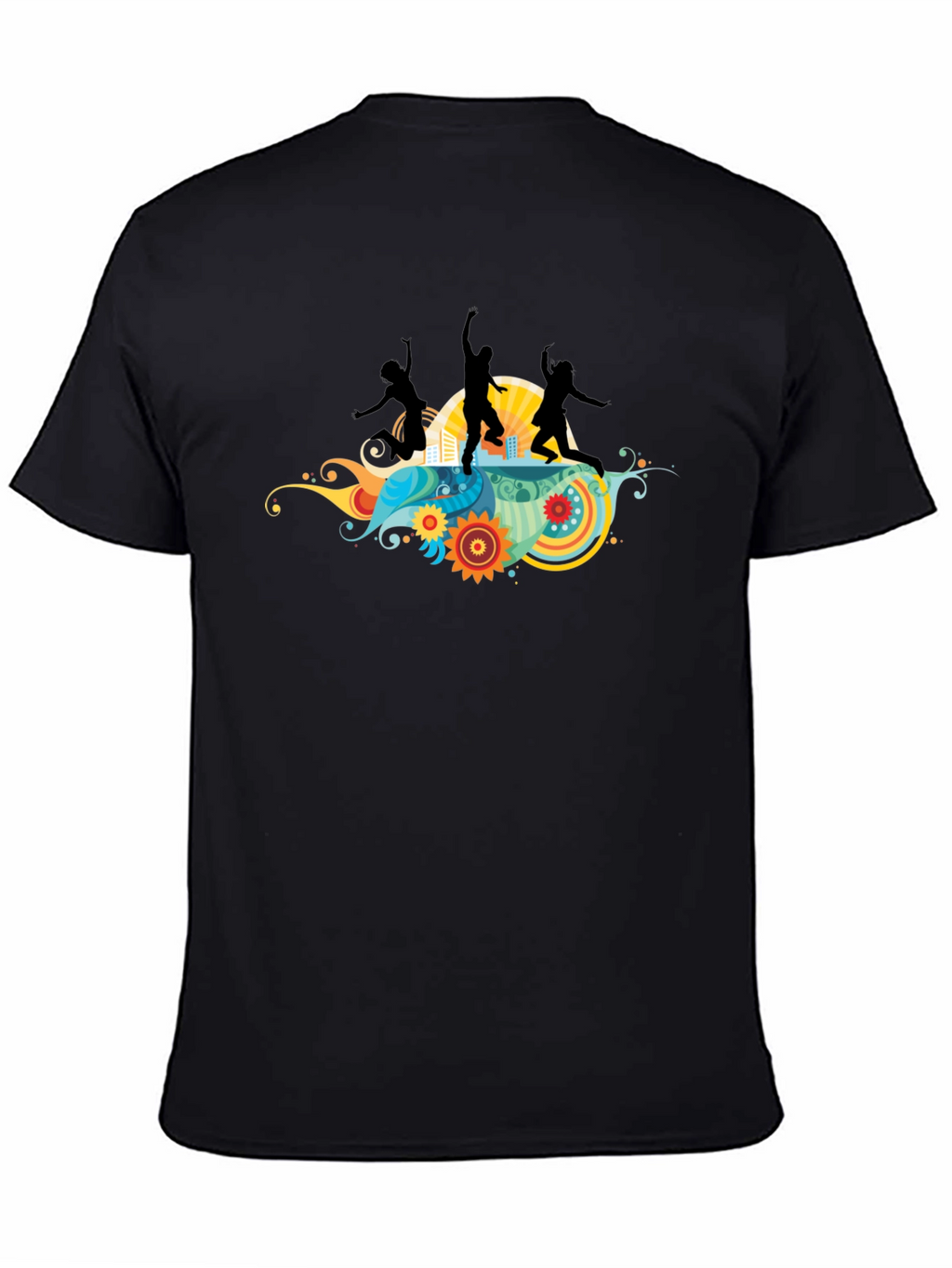 Funky Graphic Tee - Black Cotton T-Shirt