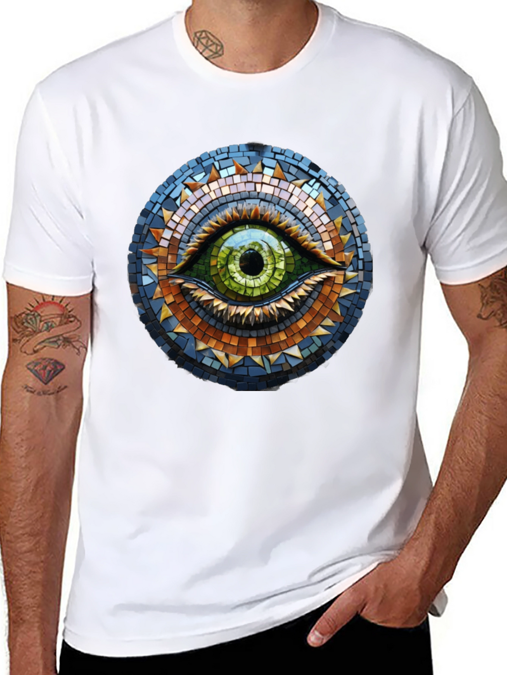 Eye Mosaic Graphic Tee - Stylish Cotton T-Shirt