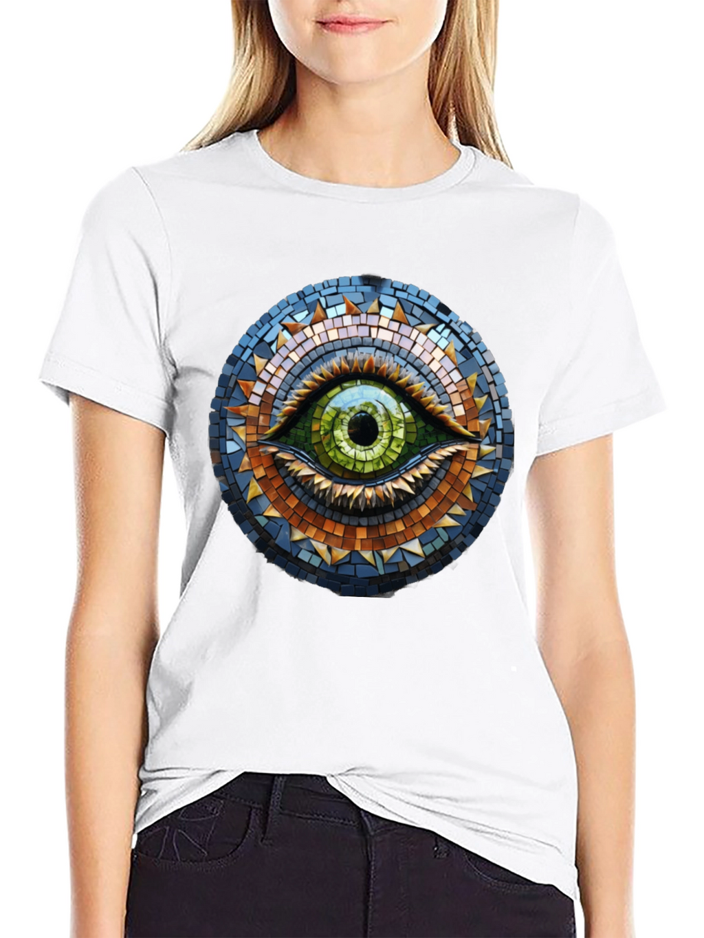 Eye Mosaic Graphic Tee - Stylish Cotton T-Shirt