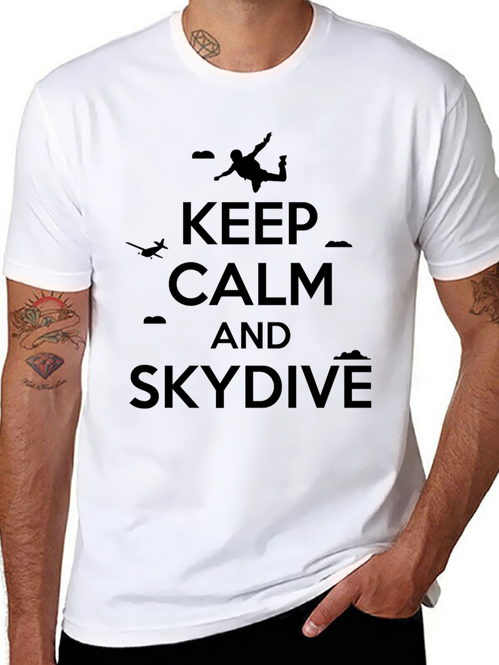 Keep Calm and Skydive Black T-Shirt
