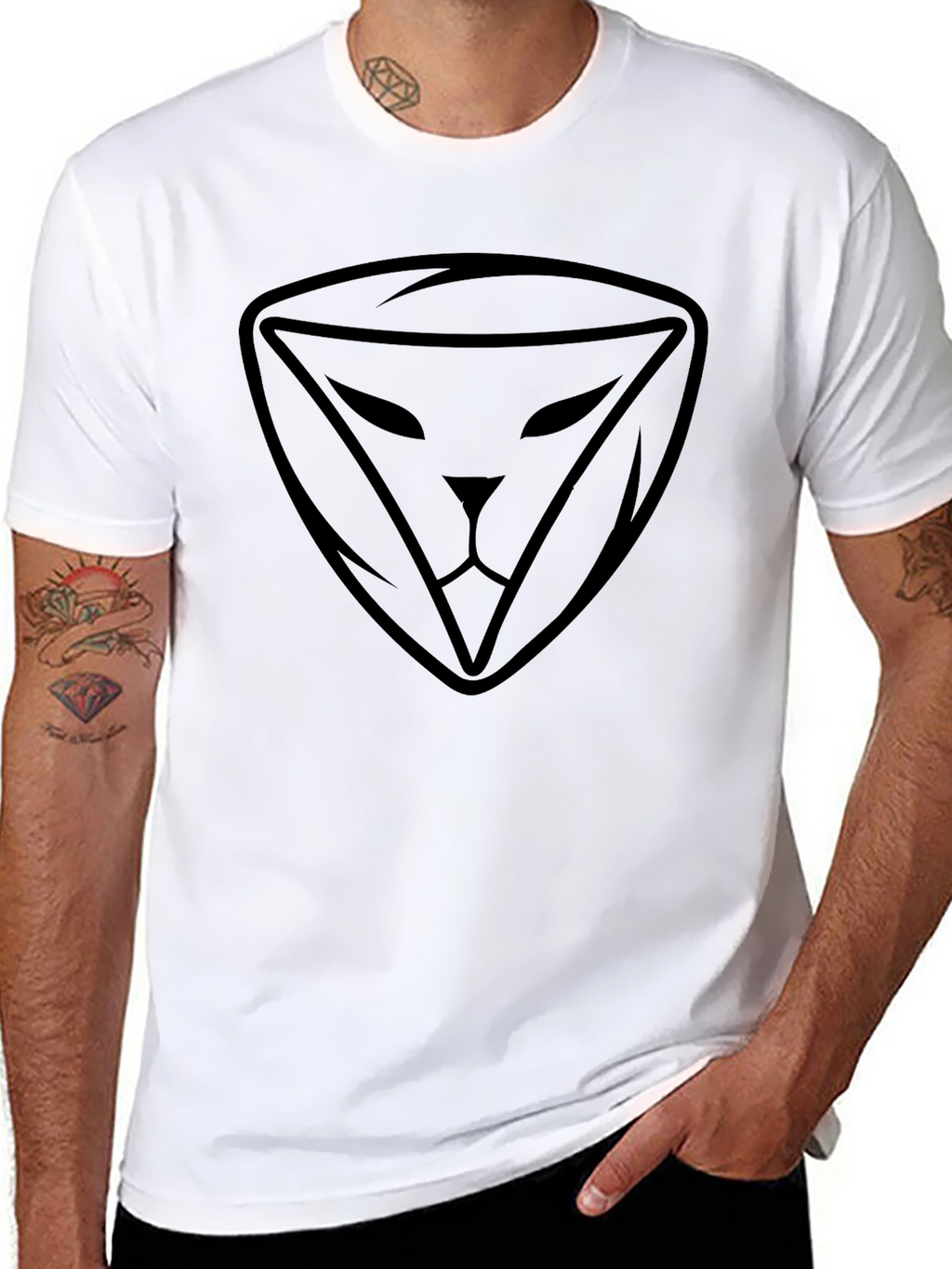 Black Lion Shield Graphic Tee - Modern Style