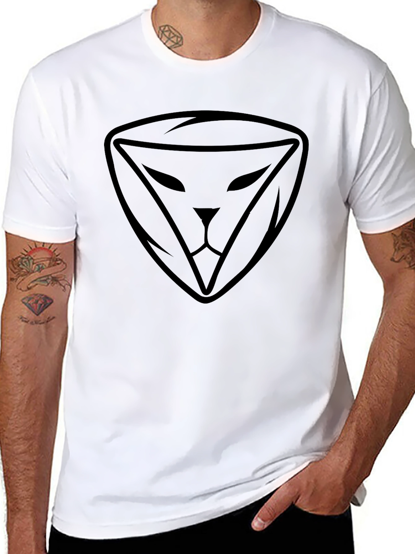 Black Lion Shield Graphic Tee - Modern Style