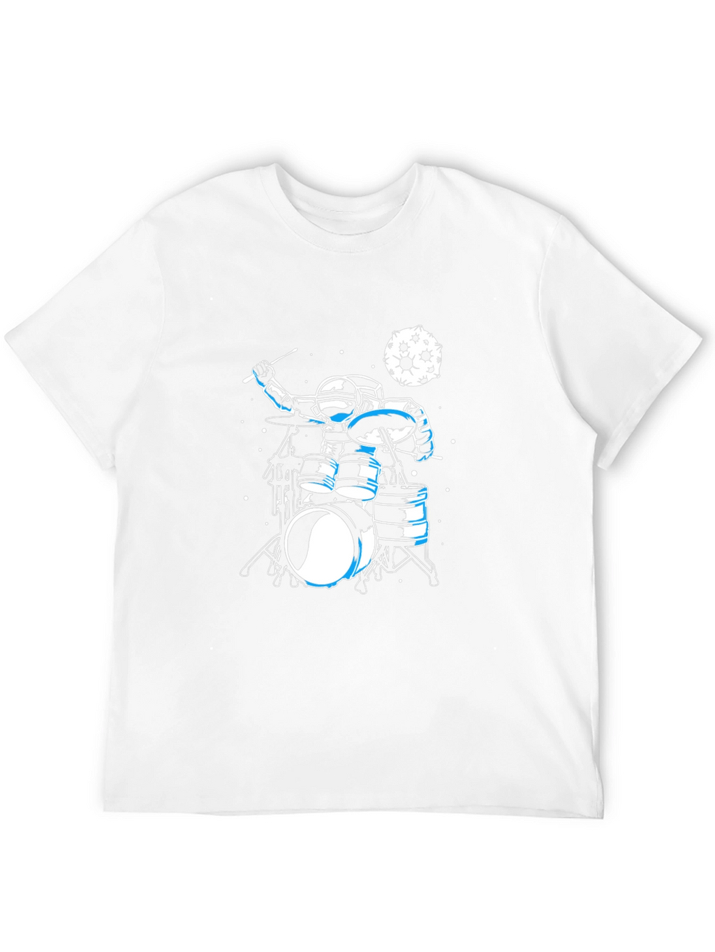 Astronaut Drummer Graphic T-Shirt - Black