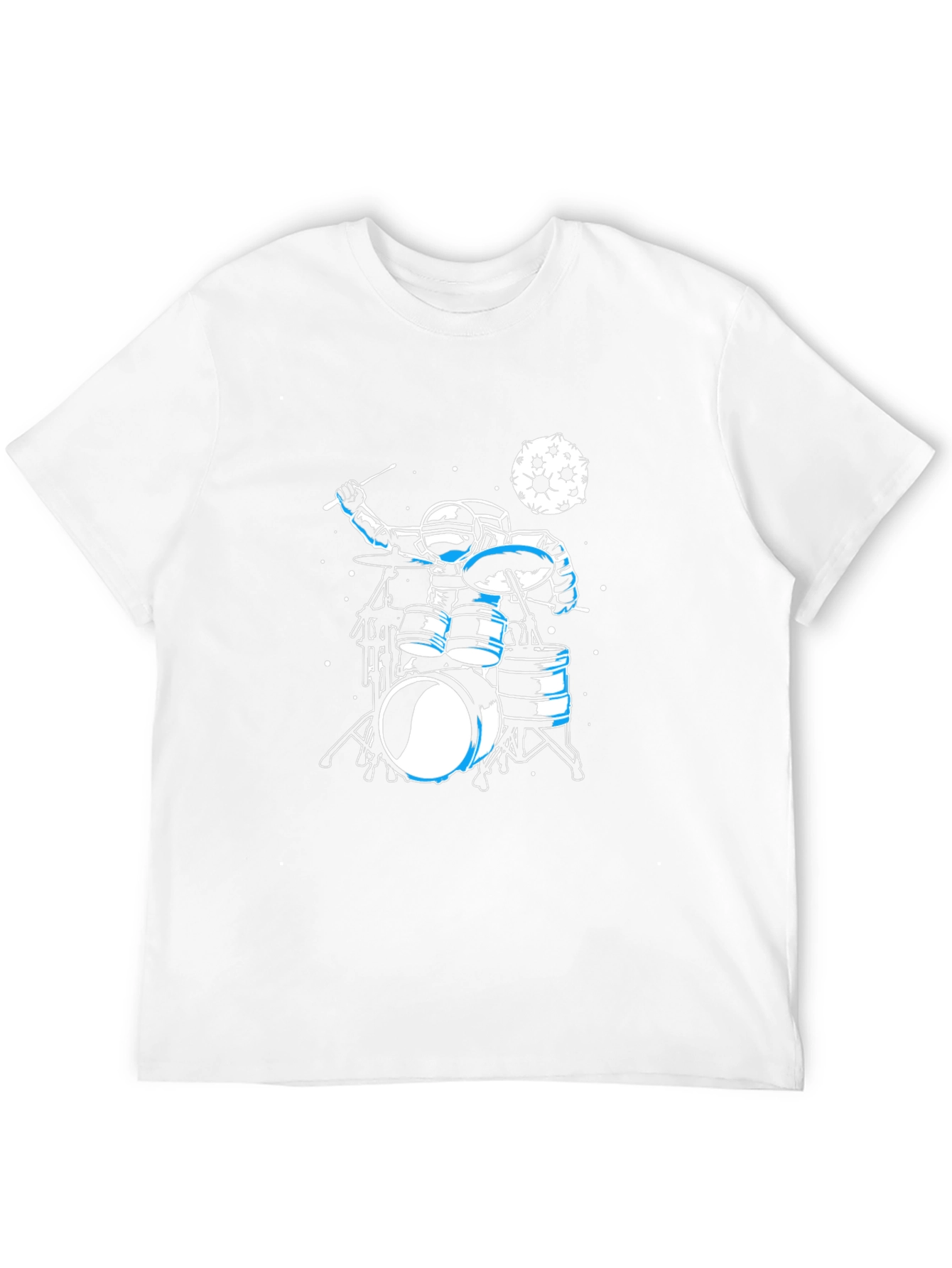Astronaut Drummer Graphic T-Shirt - Black