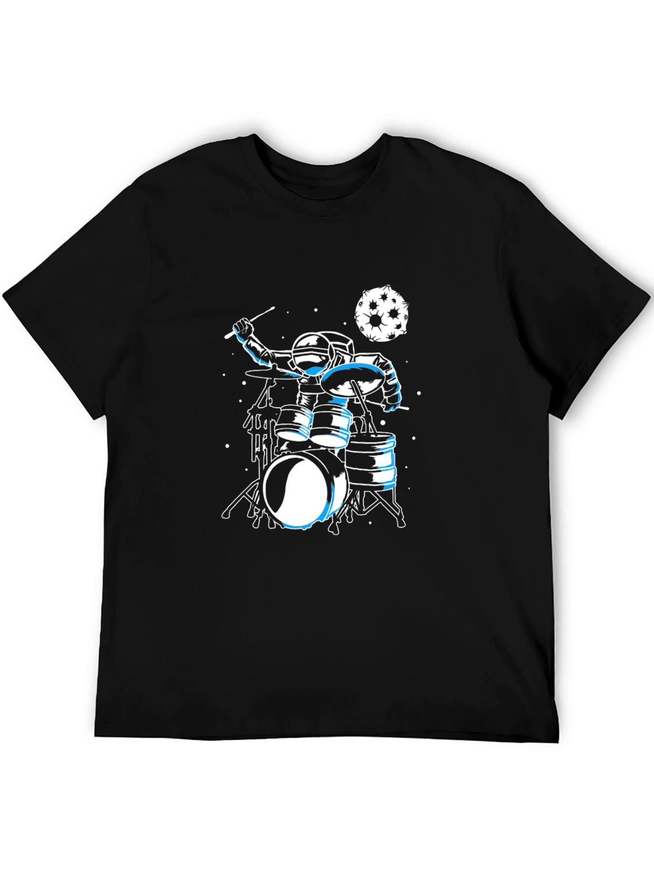Astronaut Drummer Graphic T-Shirt - Black