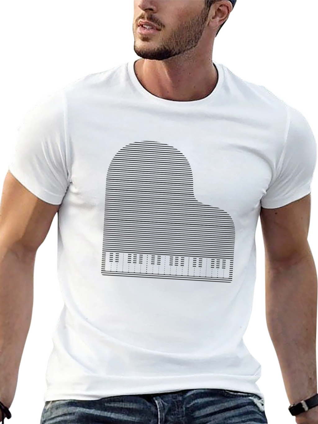 Piano Graphic Print Tee - Mens Black T-Shirt
