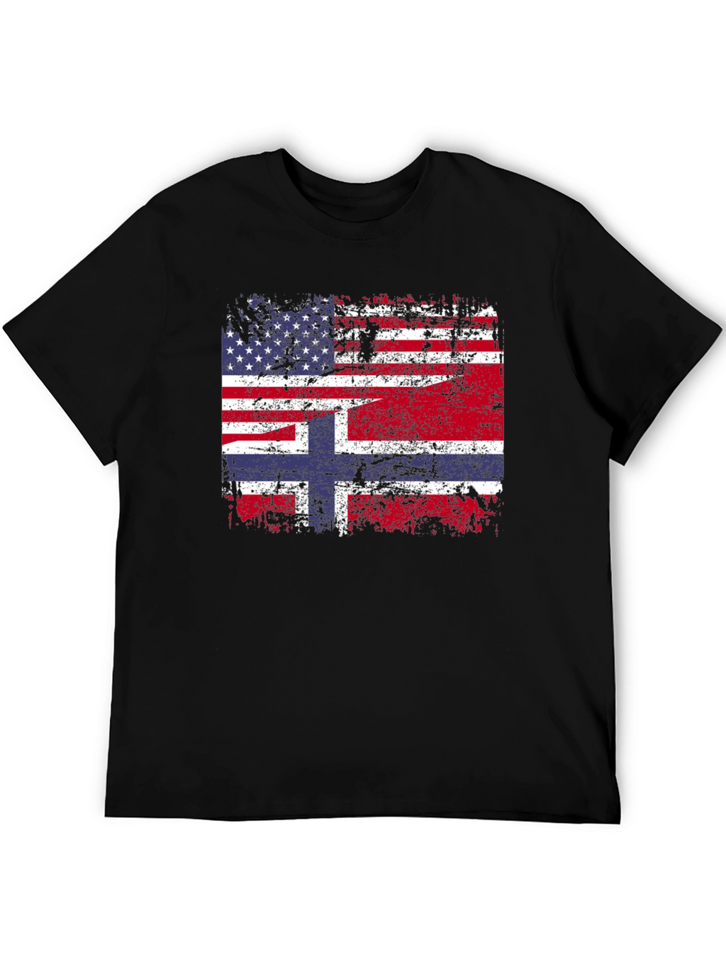 USA Norway Flag Graphic Tee - Distressed Design