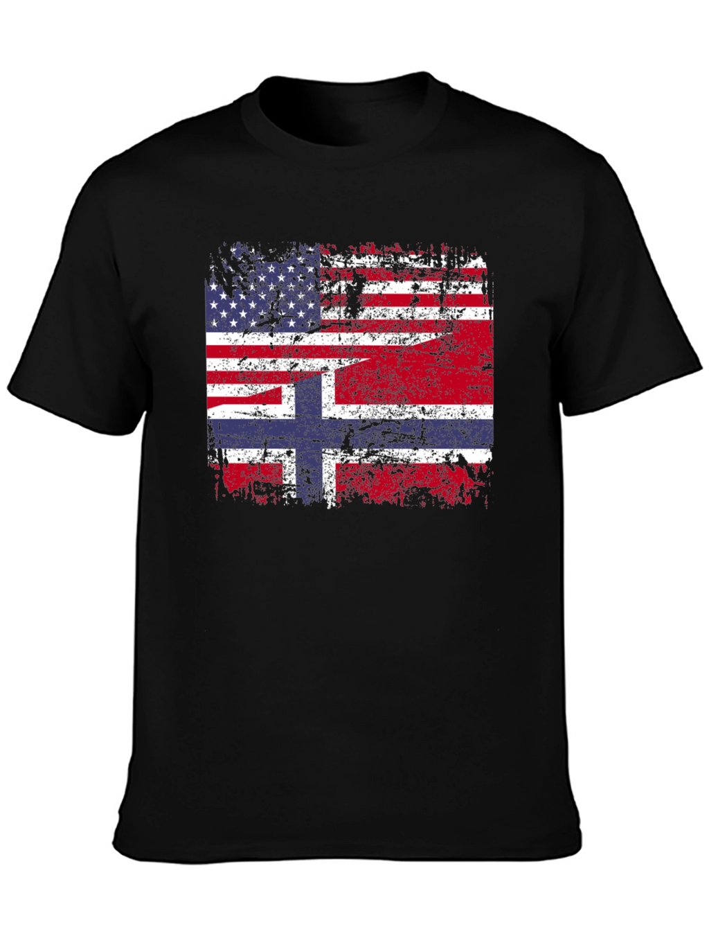 USA Norway Flag Graphic Tee - Distressed Design