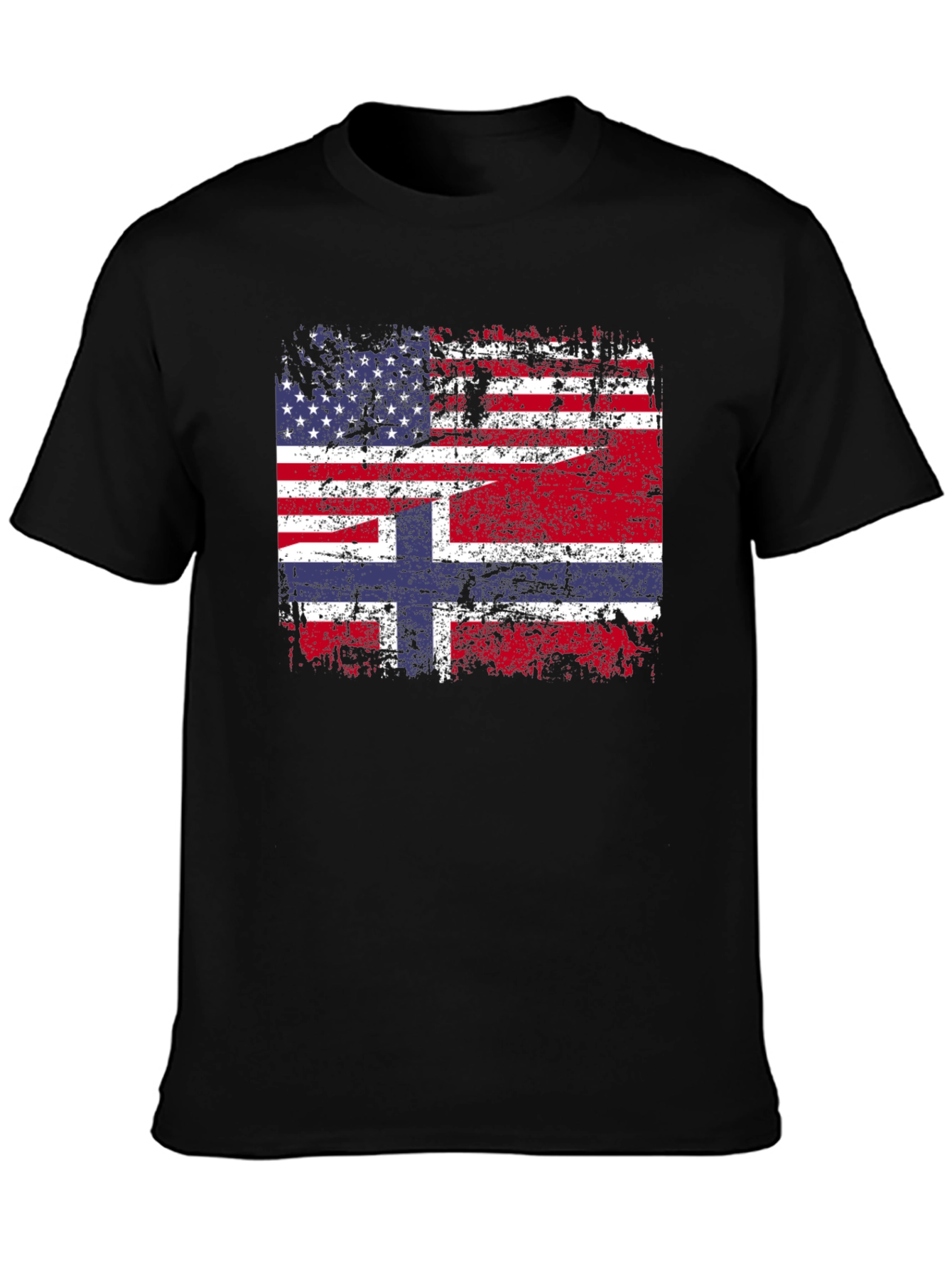 USA Norway Flag Graphic Tee - Distressed Design