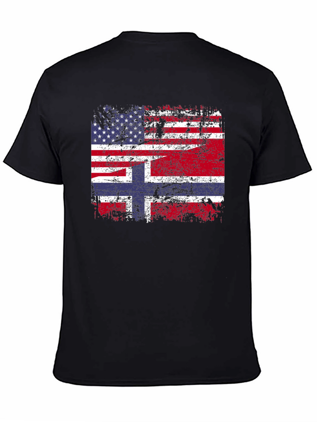 USA Norway Flag Graphic Tee - Distressed Design