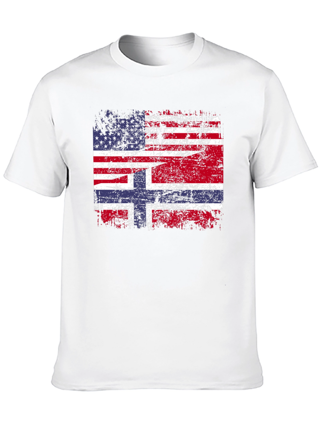 USA Norway Flag Graphic Tee - Distressed Design