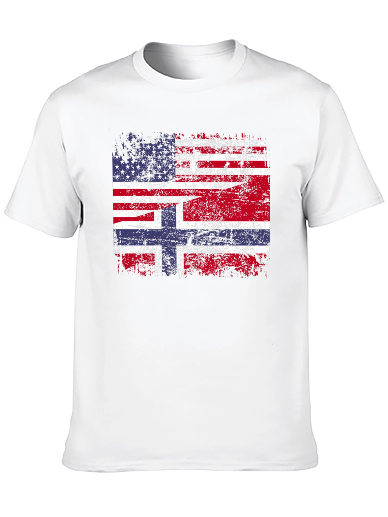 USA Norway Flag Graphic Tee - Distressed Design