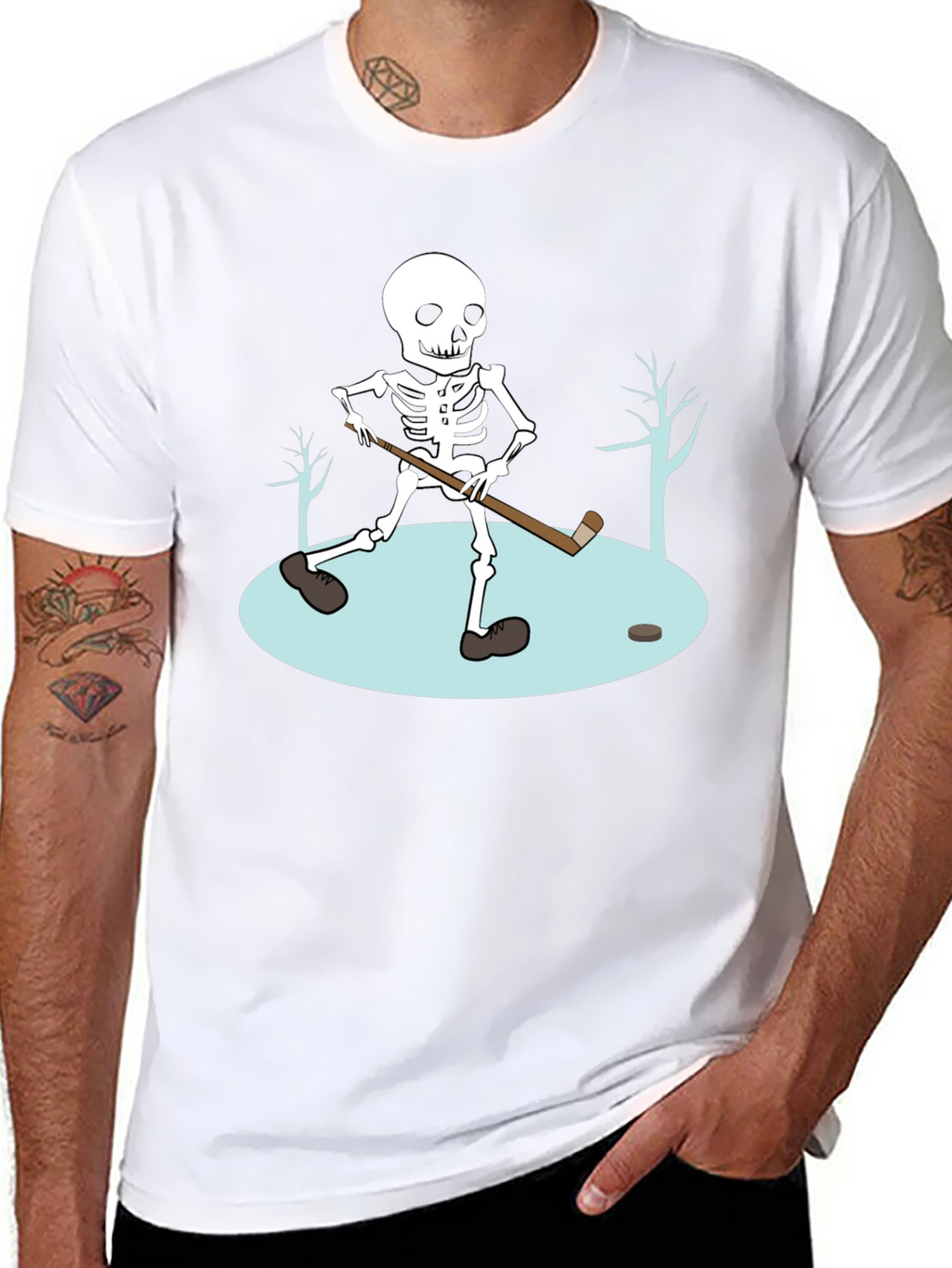 Skeleton Hockey T-Shirt - Black