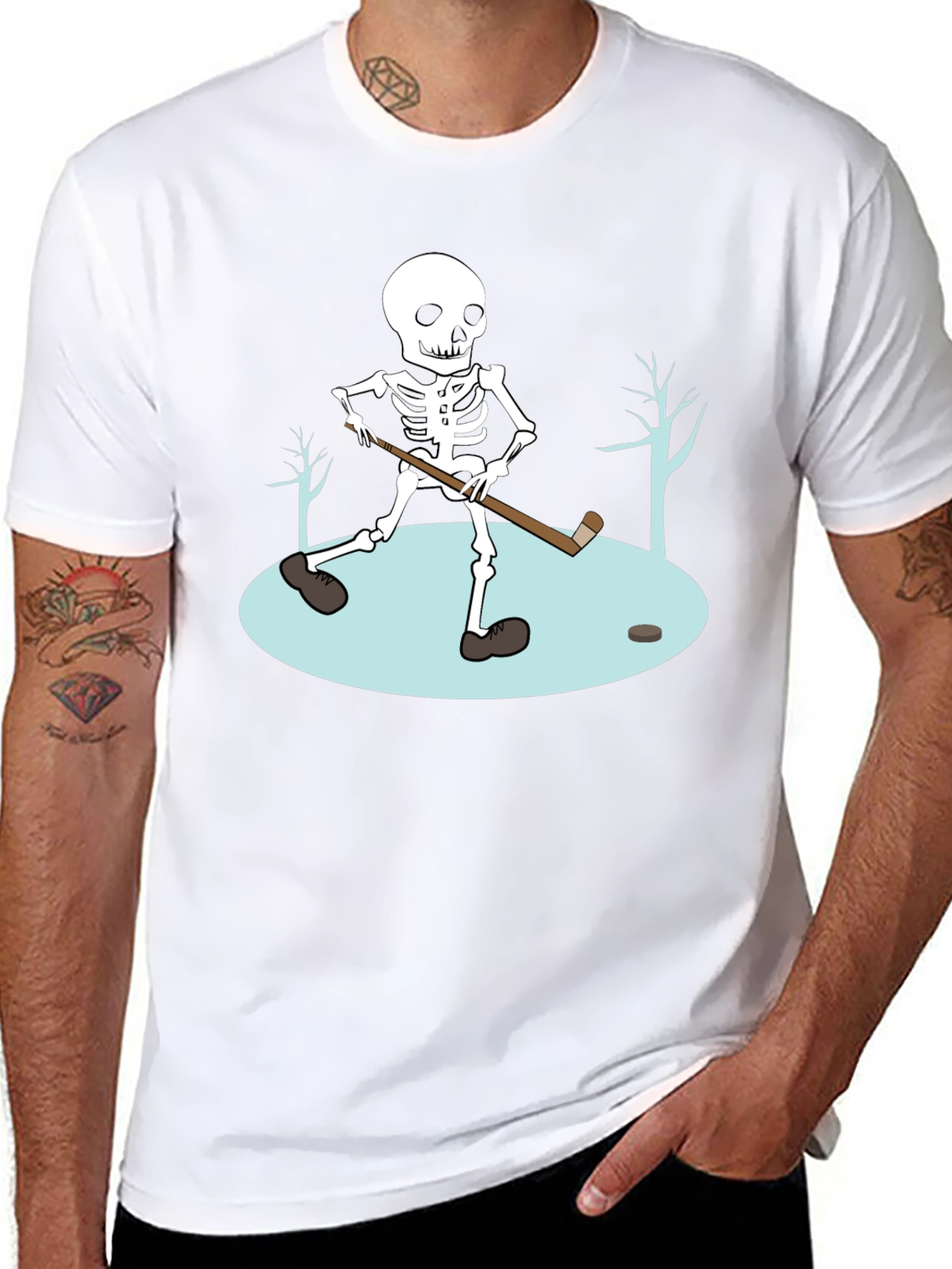 Skeleton Hockey T-Shirt - Black
