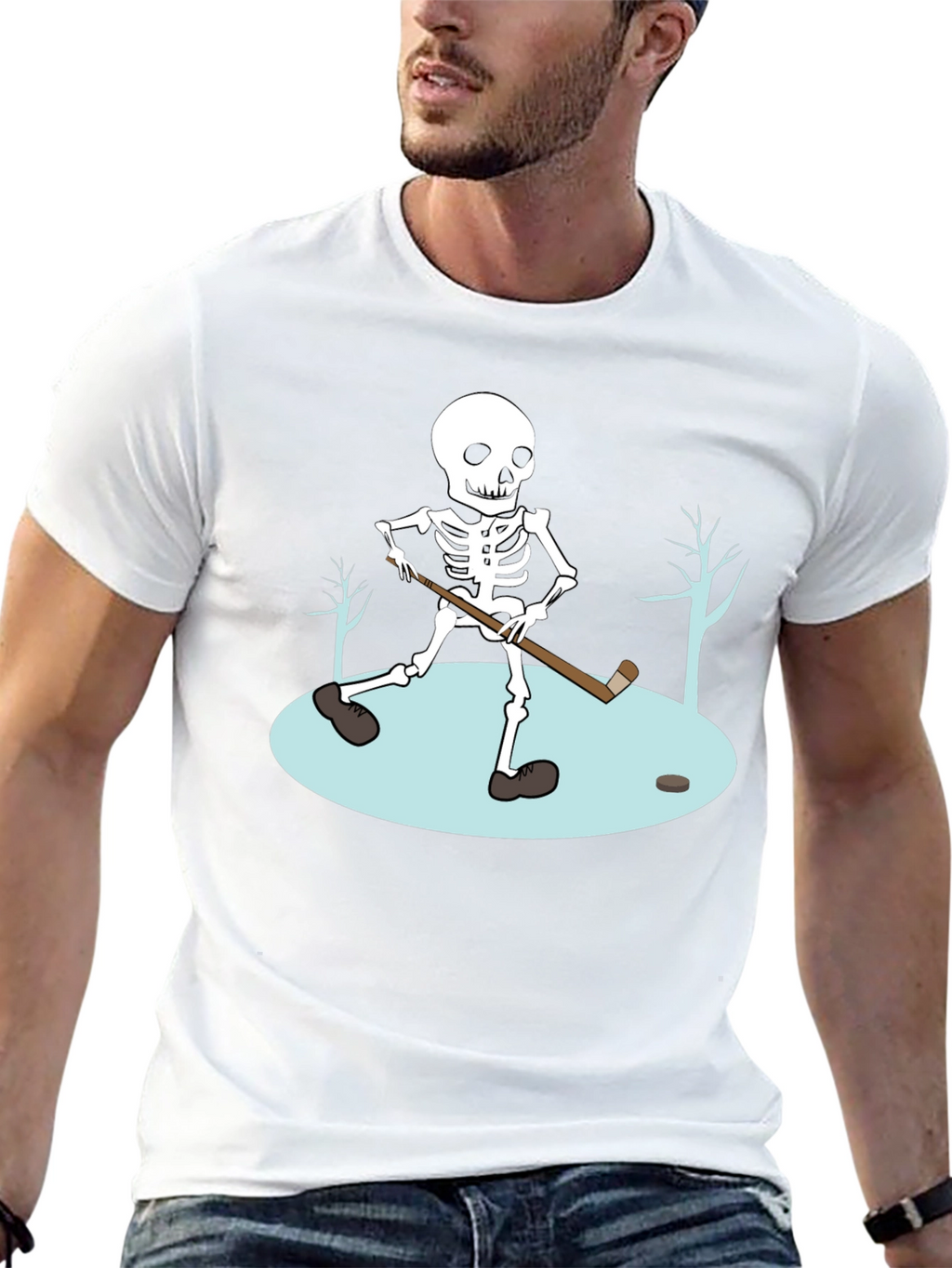 Skeleton Hockey T-Shirt - Black
