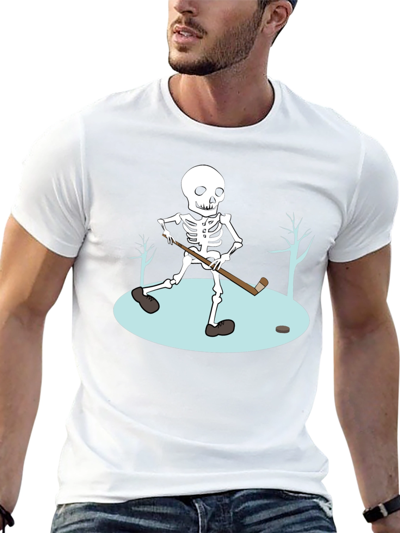 Skeleton Hockey T-Shirt - Black