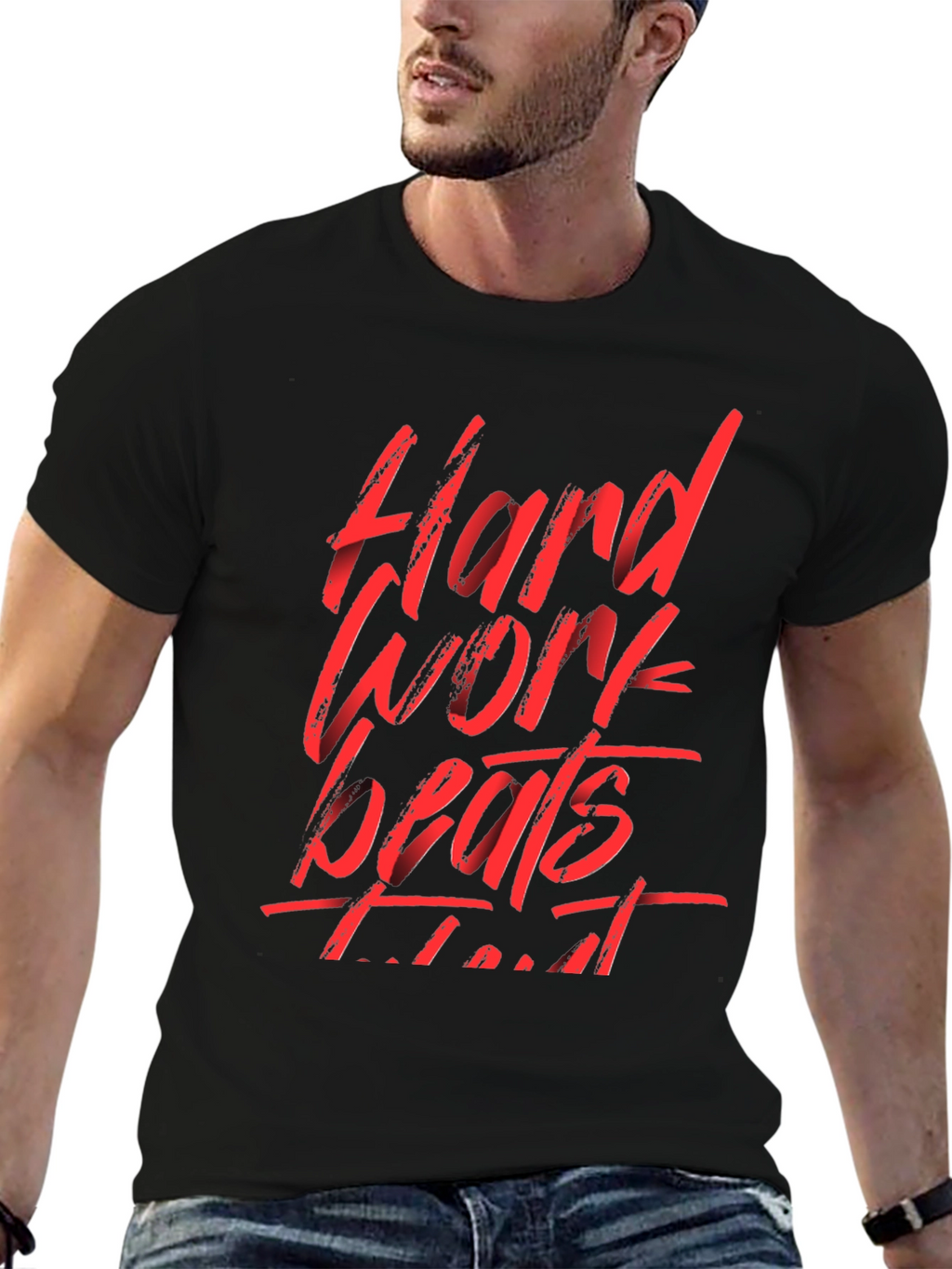 Hard Work Beats Talent Black Graphic Tee