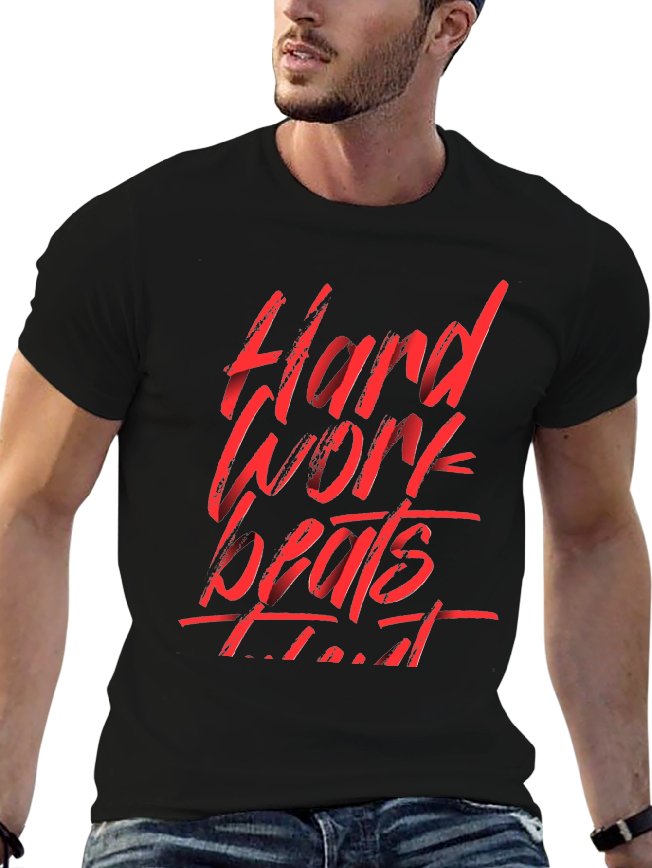 Hard Work Beats Talent Black Graphic Tee