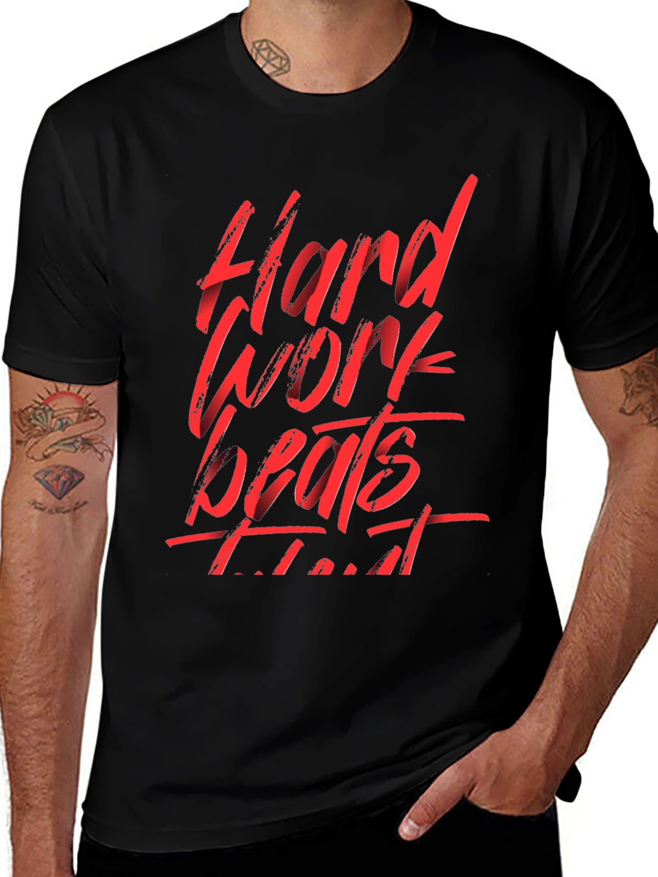Hard Work Beats Talent Black Graphic Tee