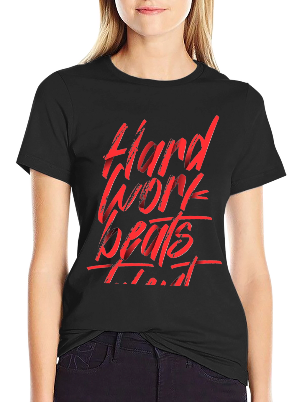 Hard Work Beats Talent Black Graphic Tee