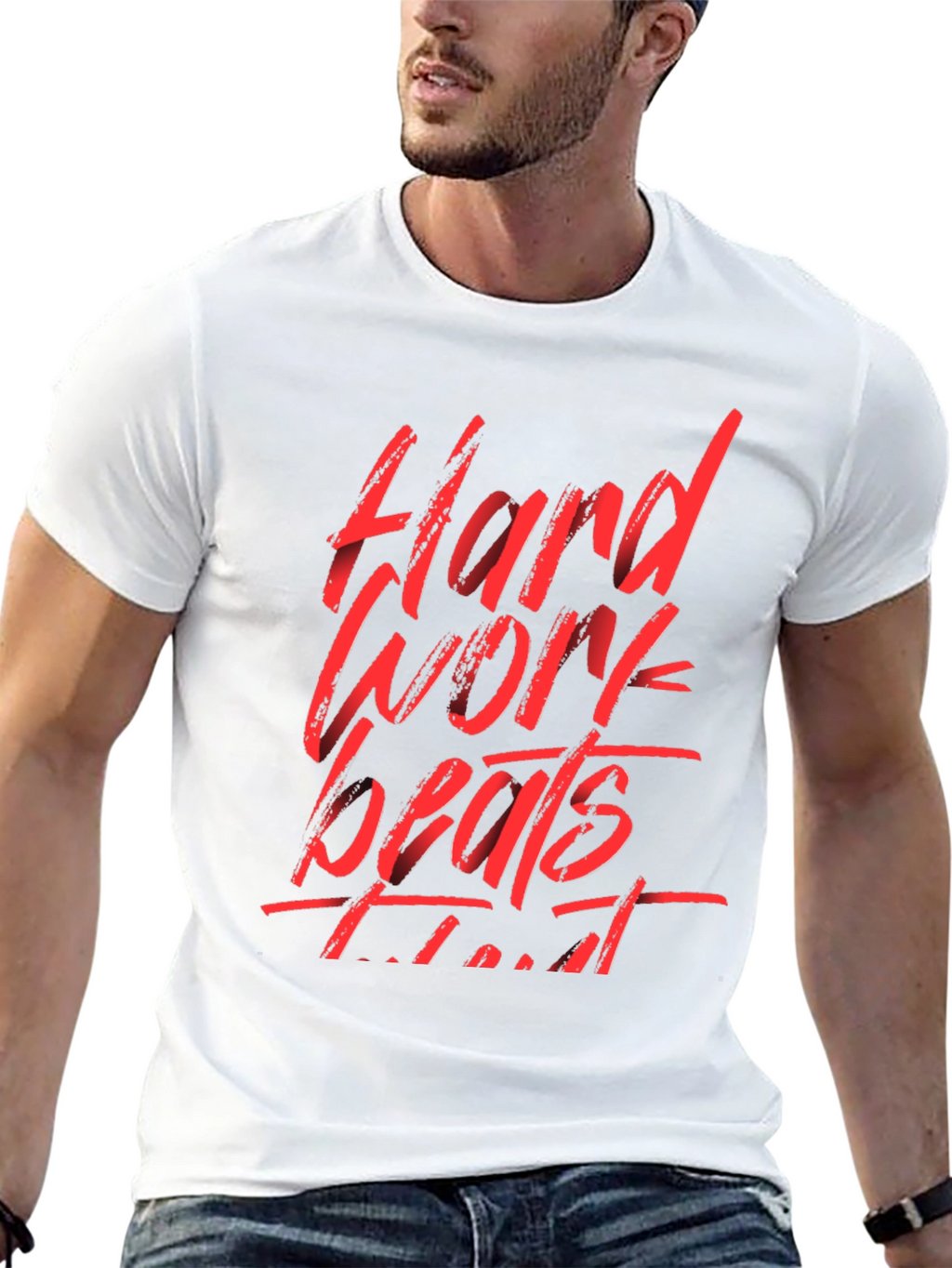 Hard Work Beats Talent Black Graphic Tee