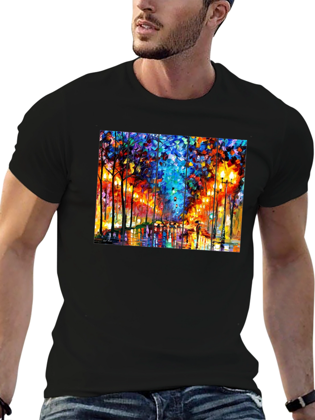 Abstract Art T-Shirt: Rainy City Street