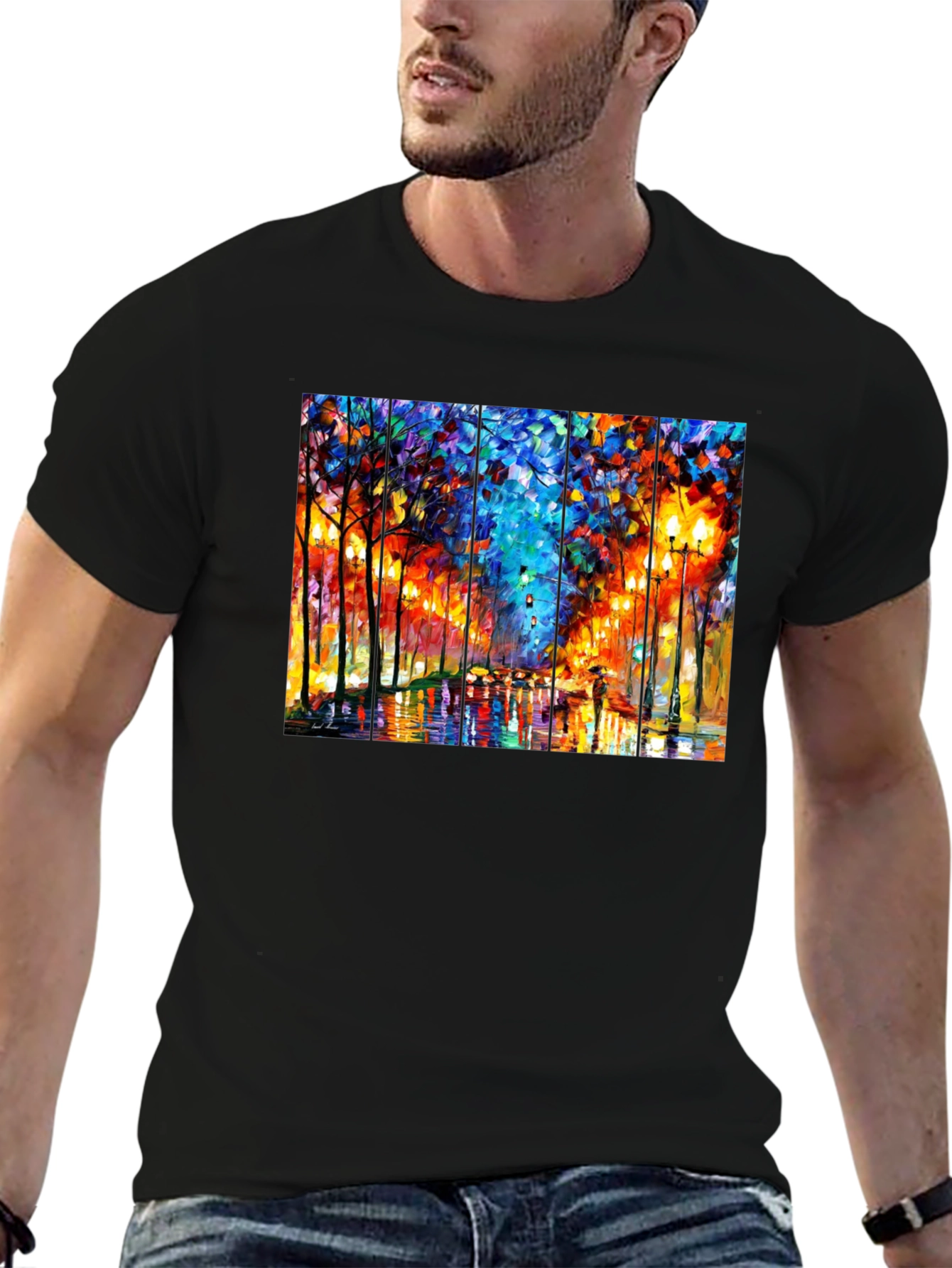 Abstract Art T-Shirt: Rainy City Street