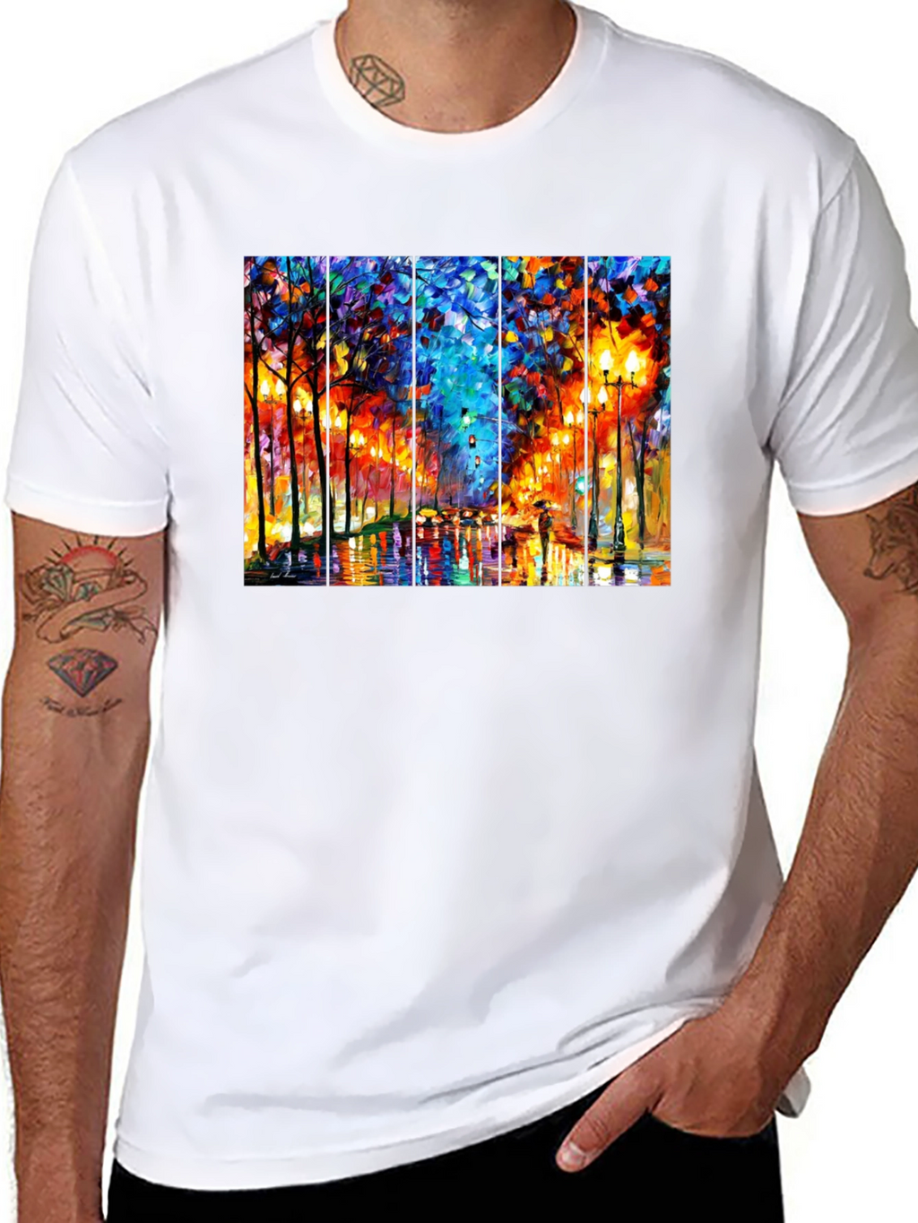 Abstract Art T-Shirt: Rainy City Street