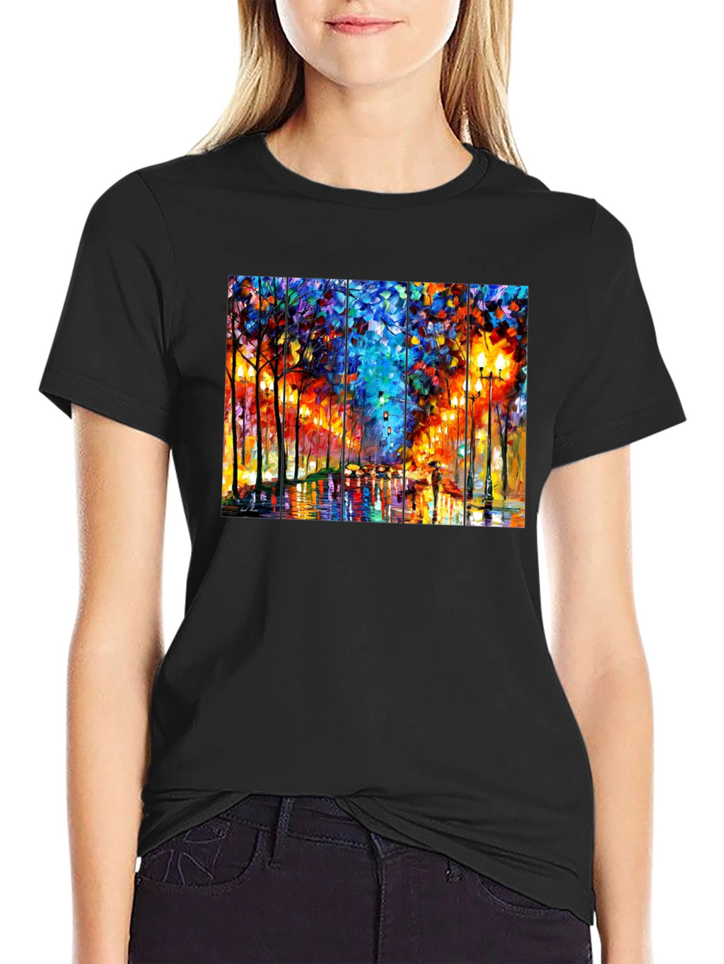 Abstract Art T-Shirt: Rainy City Street