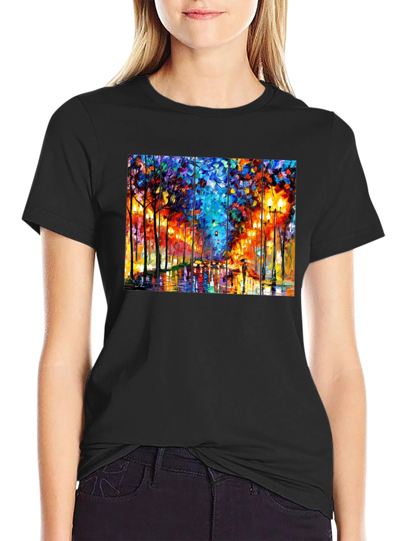 Abstract Art T-Shirt: Rainy City Street