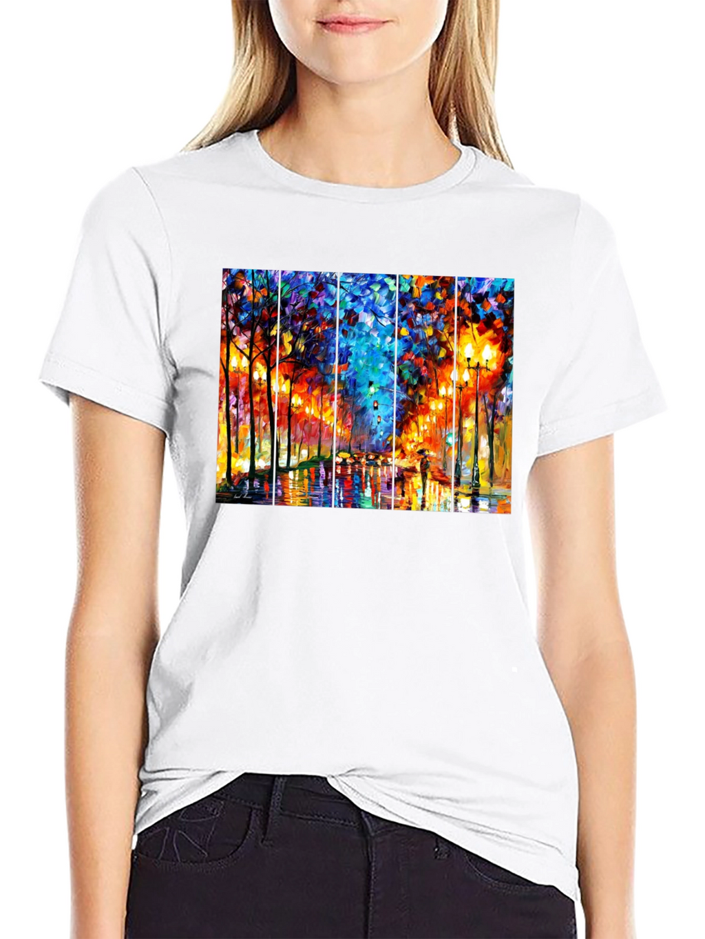 Abstract Art T-Shirt: Rainy City Street