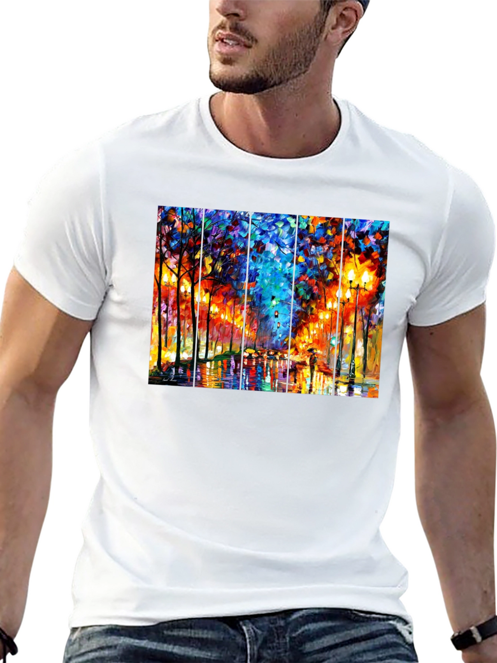 Abstract Art T-Shirt: Rainy City Street