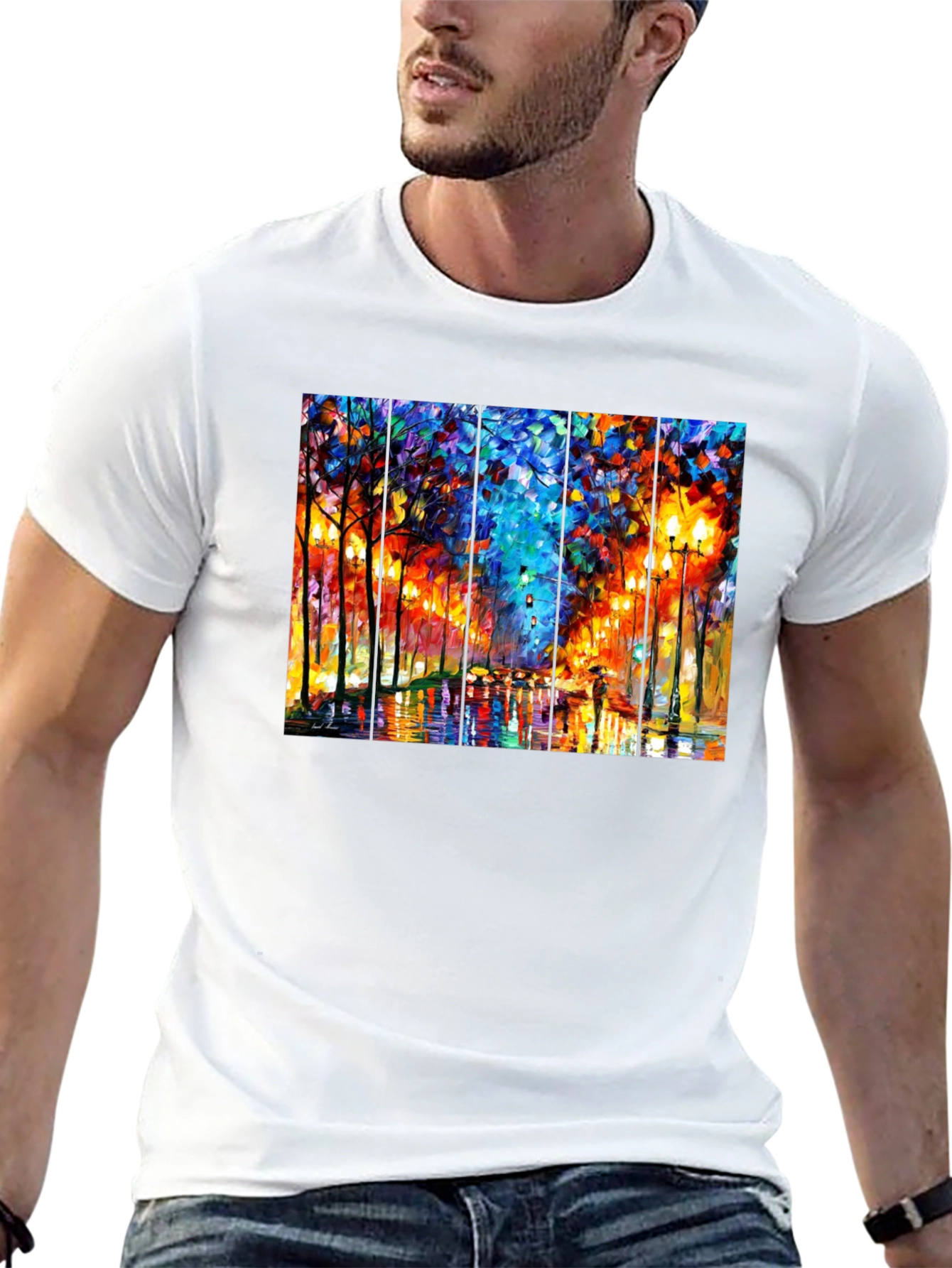 Abstract Art T-Shirt: Rainy City Street