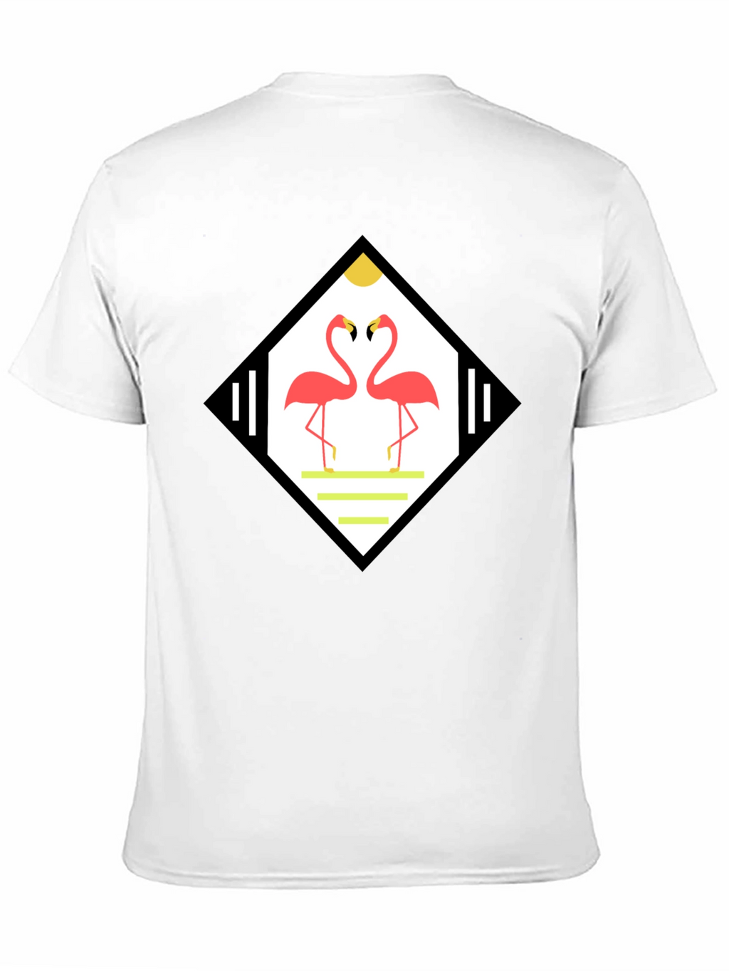 Tropical Flamingo Diamond Graphic Tee - Black