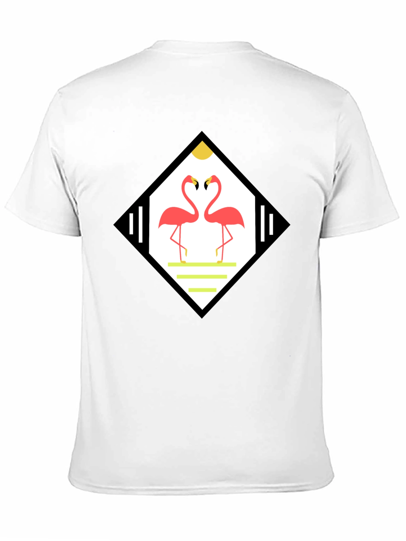 Tropical Flamingo Diamond Graphic Tee - Black