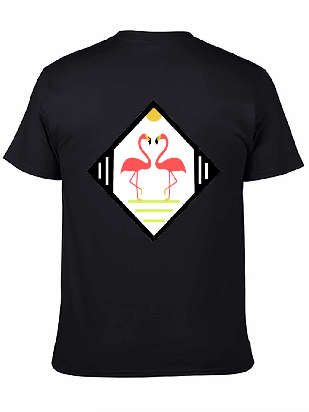 Tropical Flamingo Diamond Graphic Tee - Black