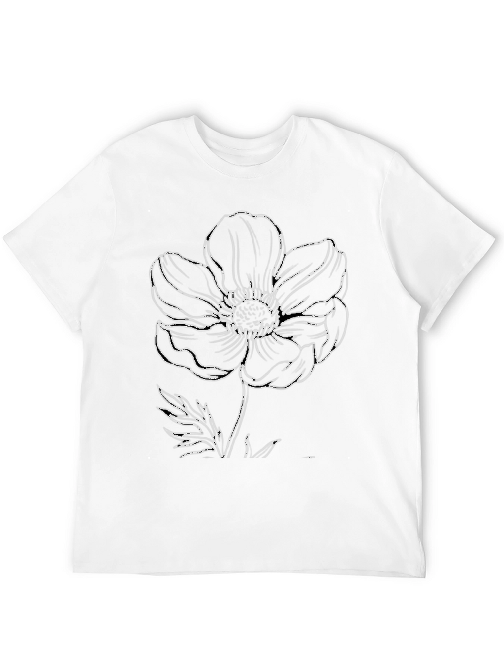 Floral Outline Graphic Print Black Tee