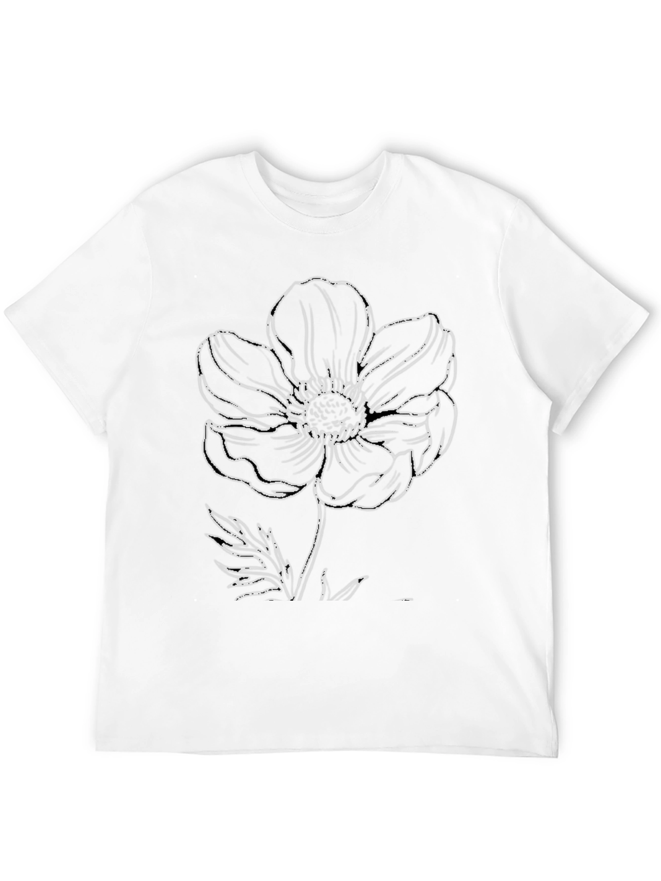 Floral Outline Graphic Print Black Tee