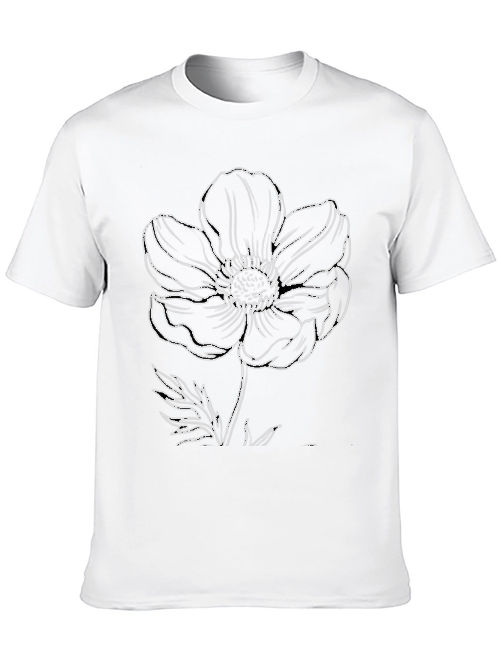 Floral Outline Graphic Print Black Tee