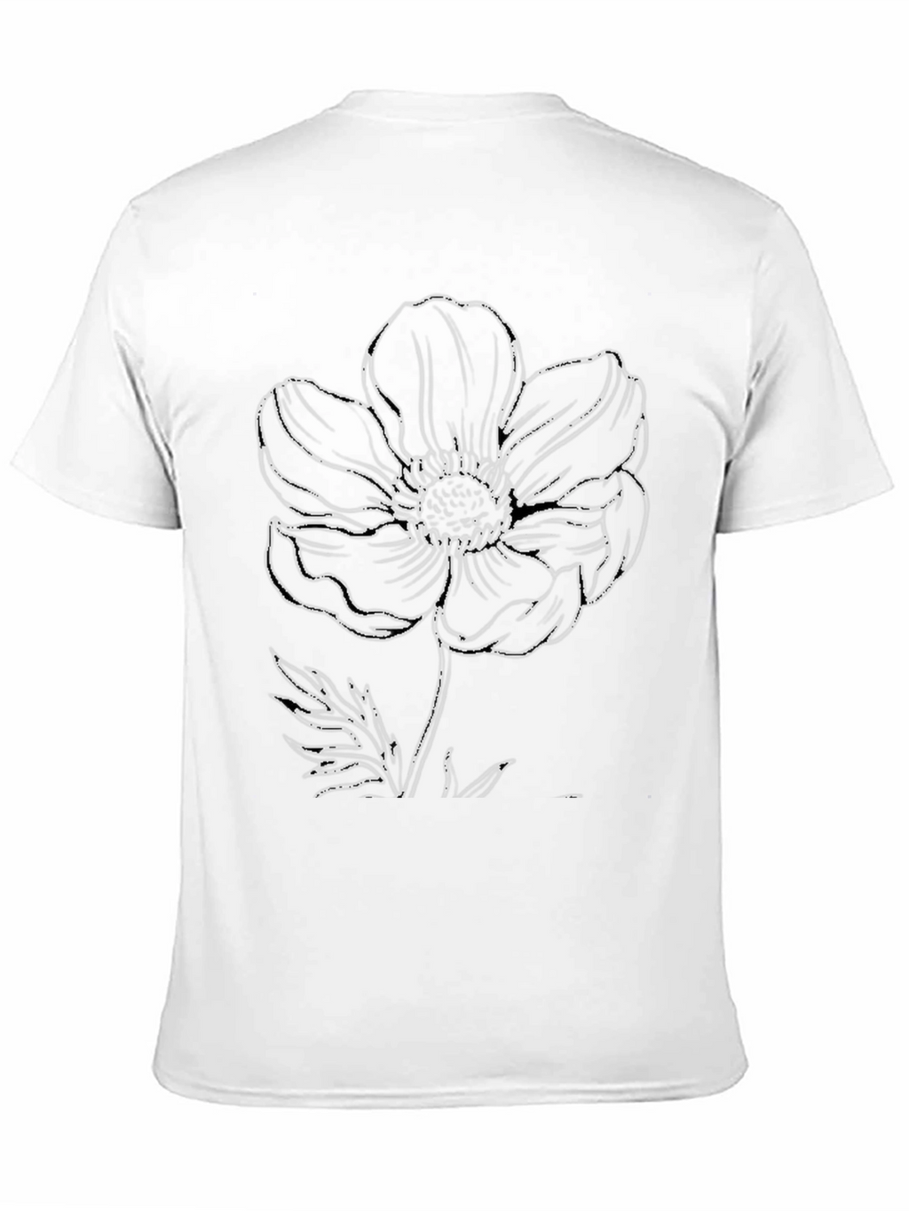 Floral Outline Graphic Print Black Tee