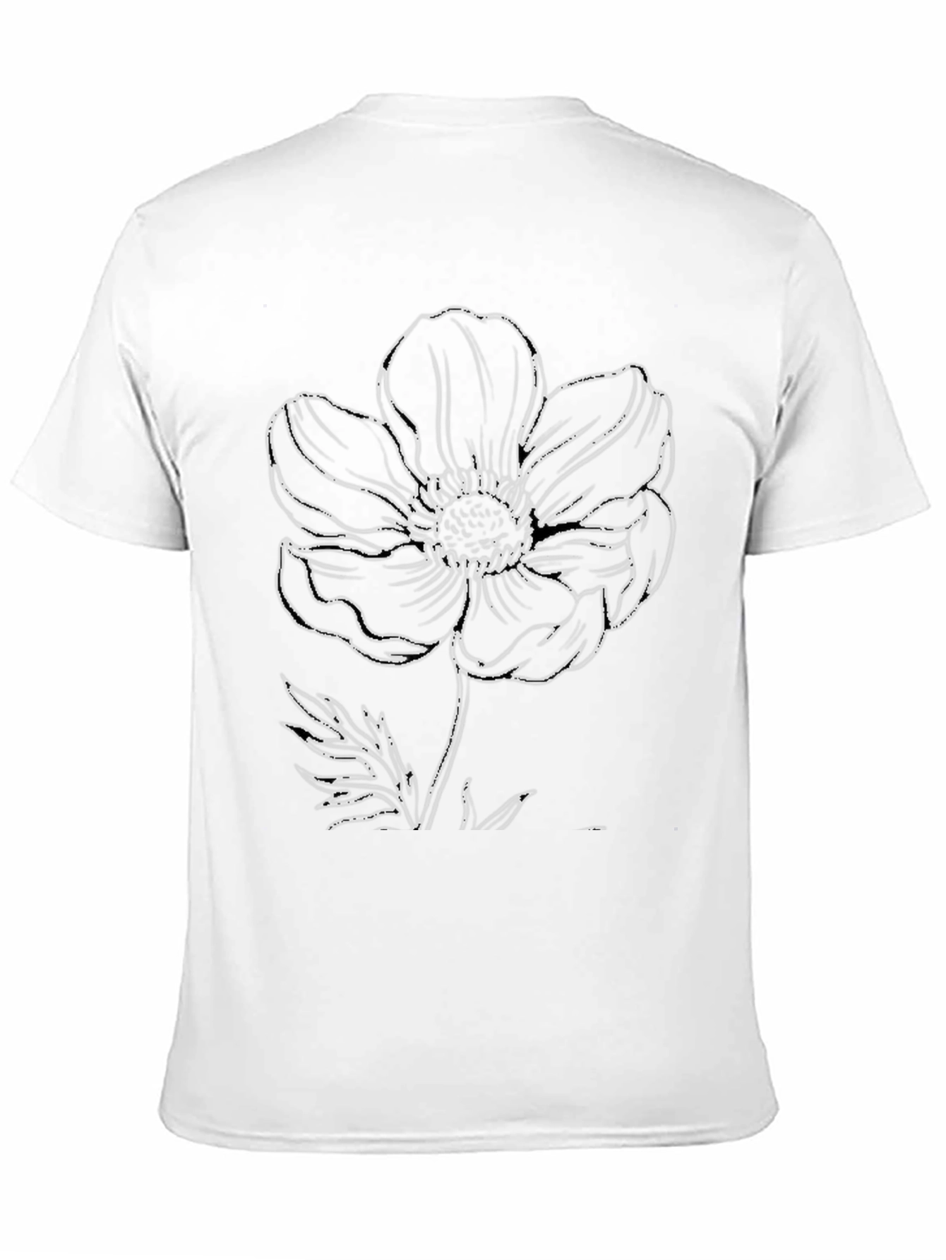 Floral Outline Graphic Print Black Tee