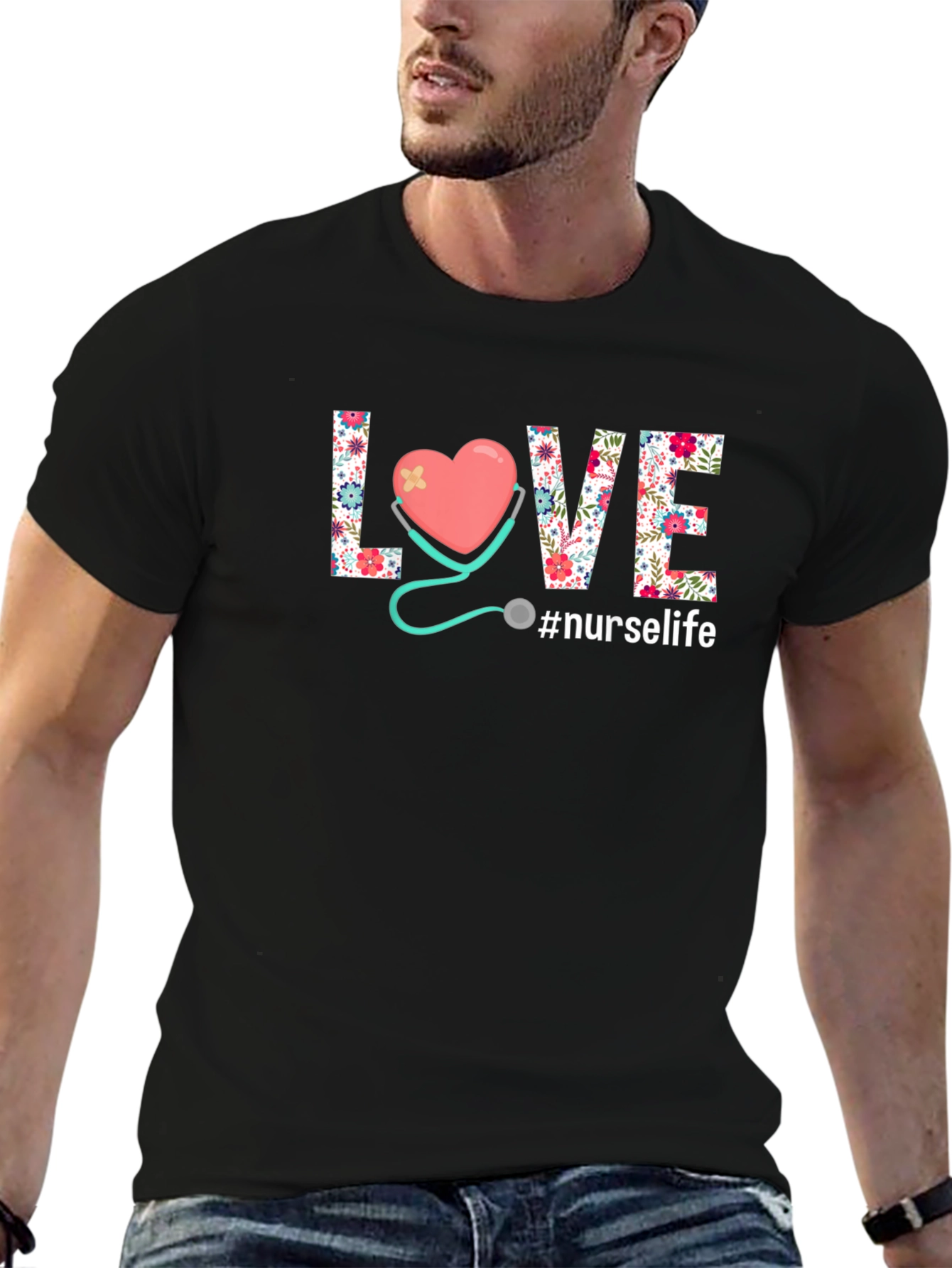 Floral LOVE Nurse Life T-Shirt