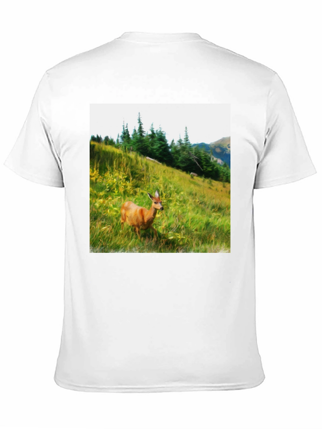 Nature Deer Graphic Tee - Black Cotton Shirt