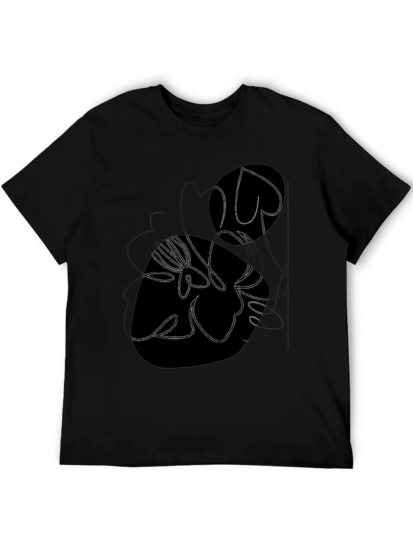 Abstract Floral Graphic Tee - Modern Black T-Shirt