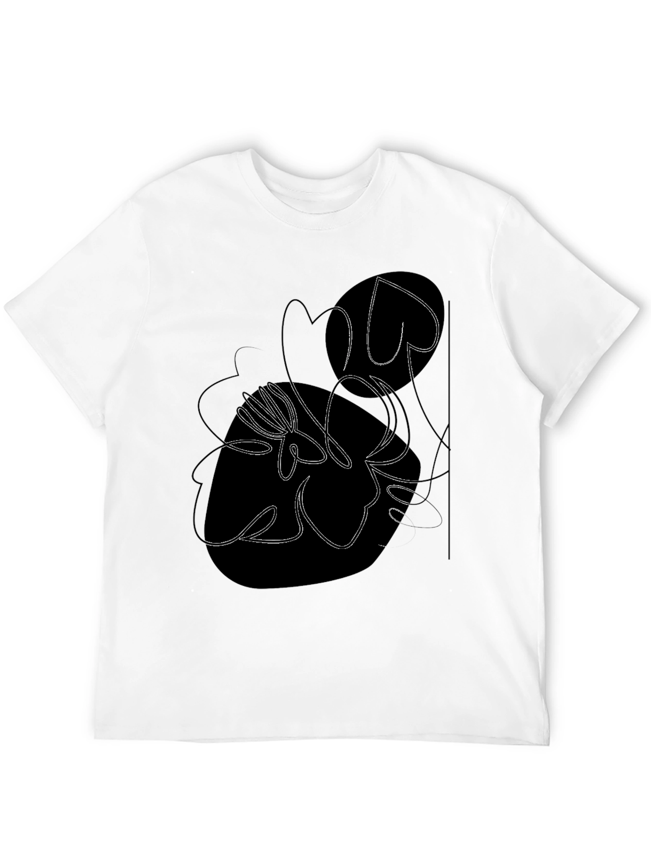 Abstract Floral Graphic Tee - Modern Black T-Shirt