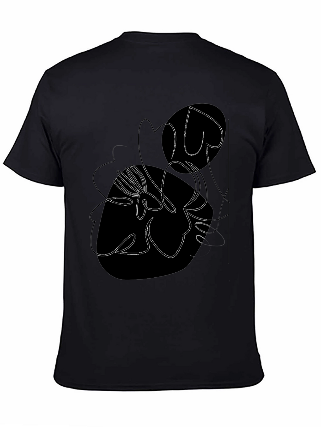 Abstract Floral Graphic Tee - Modern Black T-Shirt