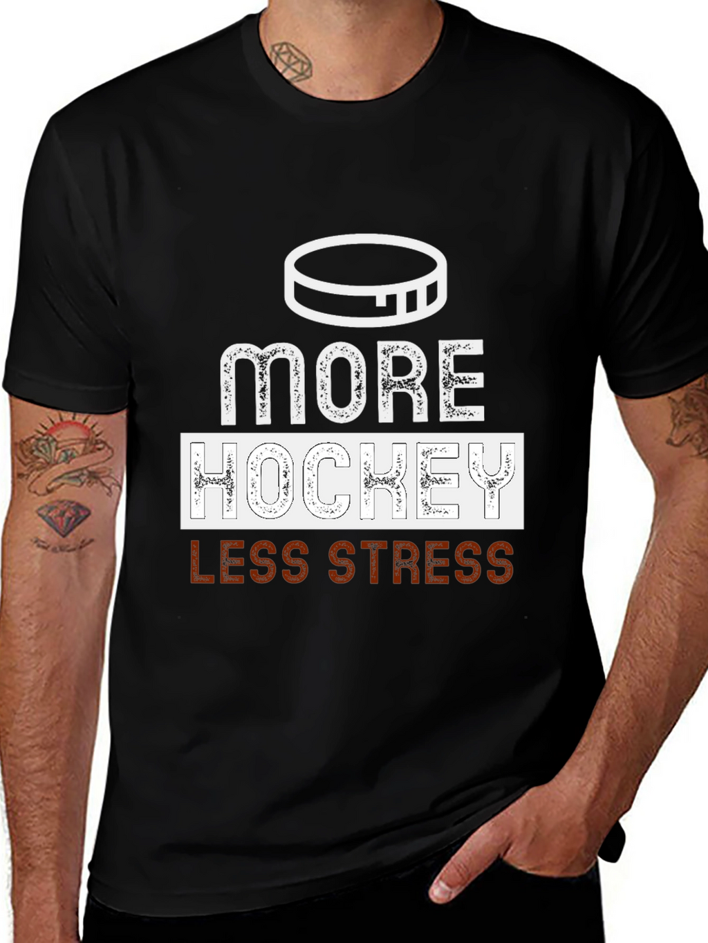 More Hockey Less Stress Graphic Tee